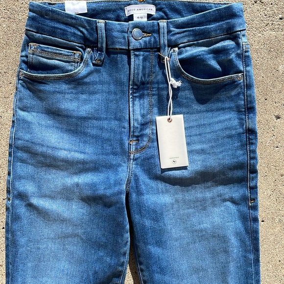 GOOD AMERICAN x Calik Denim Womens Always Fits Good Legs Crop Jeans Size 6-12 - Picture 5 of 12